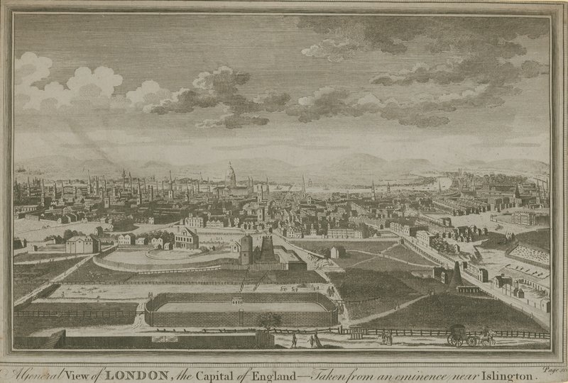 En allmän bild av London, med New River Head i förgrunden av English School