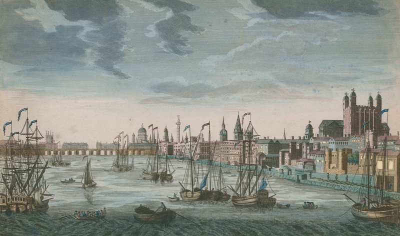 En allmän bild av segelbåtar på vattnet i Themsen av English School