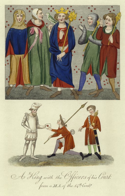 En kung och officerarna vid hans hov, 1300-talet av English School