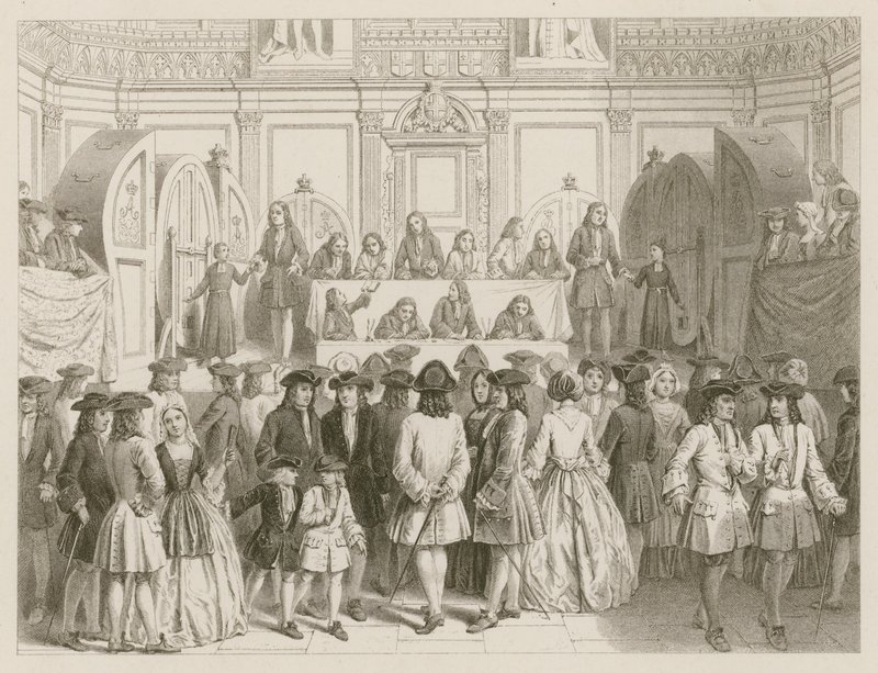 Ett lotteri; omkring 1750 av English School