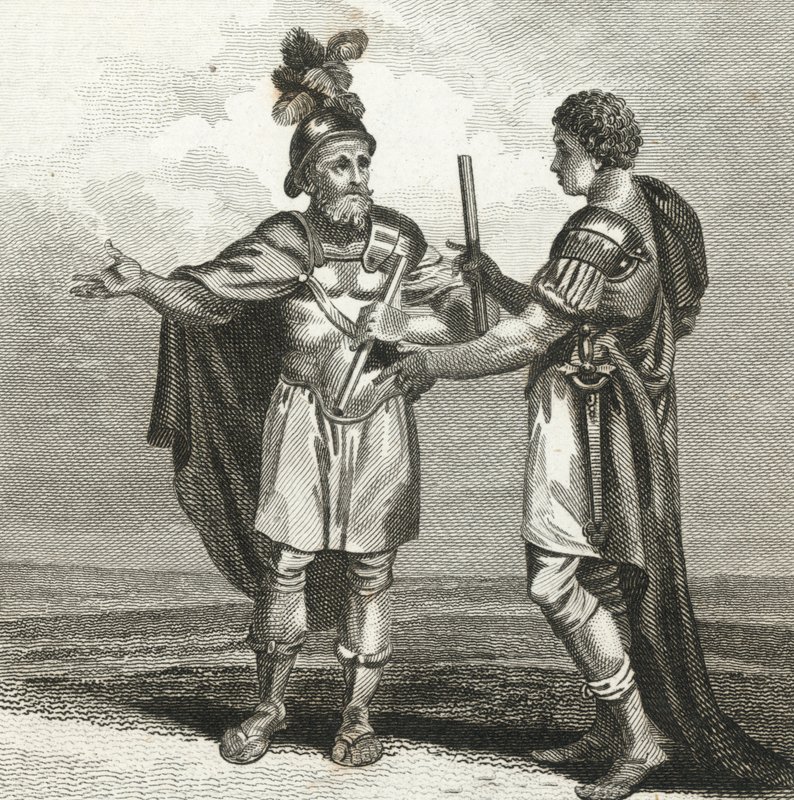 Ett möte mellan Scipio och Hannibal (gravyr) av English School