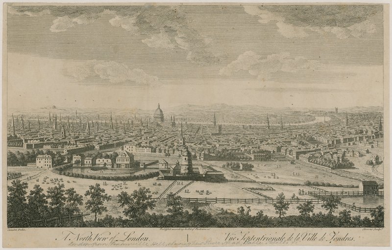 En nordlig utsikt över London. Från Pentonville Hill av English School
