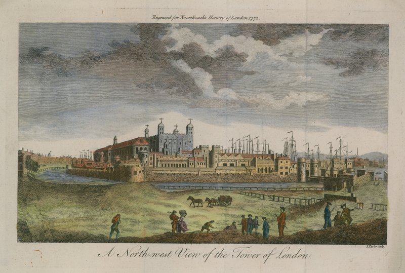 En nordvästlig vy av Tower of London av English School