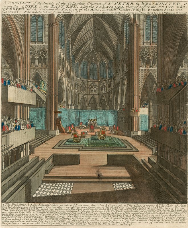 En utsikt över insidan av Collegiate Church of St Peter i Westminster (Westminster Abbey) av English School
