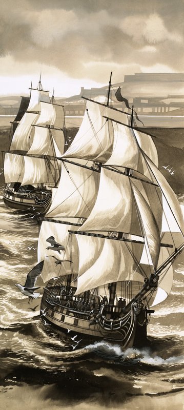 En salut av kanoner åtföljde Jean de La Perouse avfärd på en upptäcktsresa utanför Stilla havet av English School