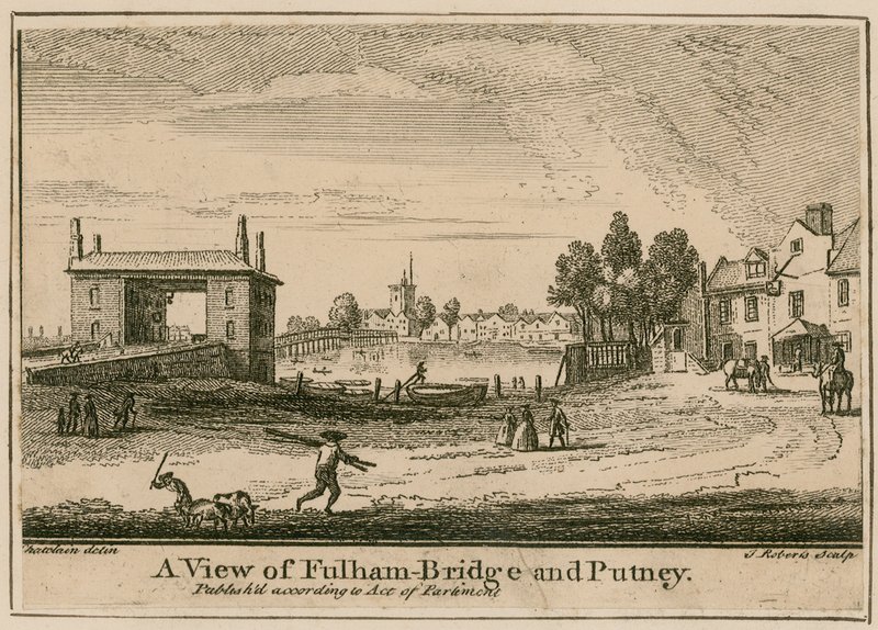 Utsikt över Fulham Bridge och Putney av English School