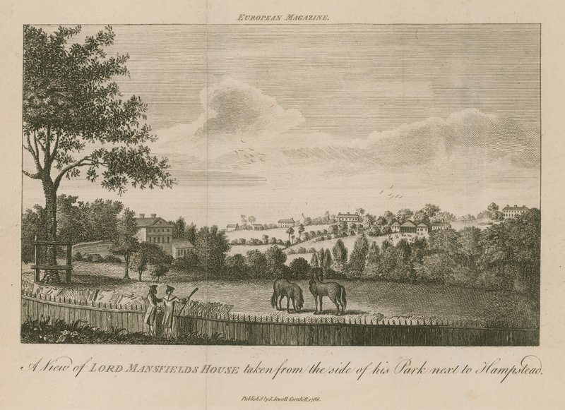 En vy av Lord Mansfields House från sidan av hans park bredvid Hampstead av English School
