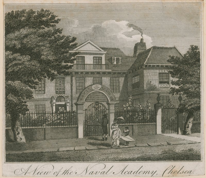En vy av Naval Academy i Chelsea av English School