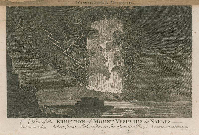 En vy av vulkanen Vesuvius utbrott av English School