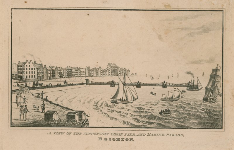 En vy av upphängningen Chain Pier och Marine Parade av English School