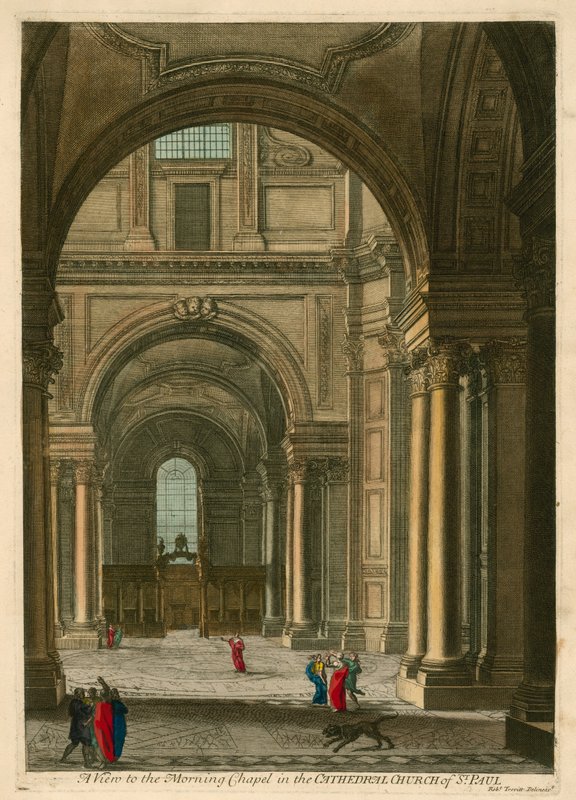 En vy till Morning Chapel i Cathedral Church of St Paul, London av English School