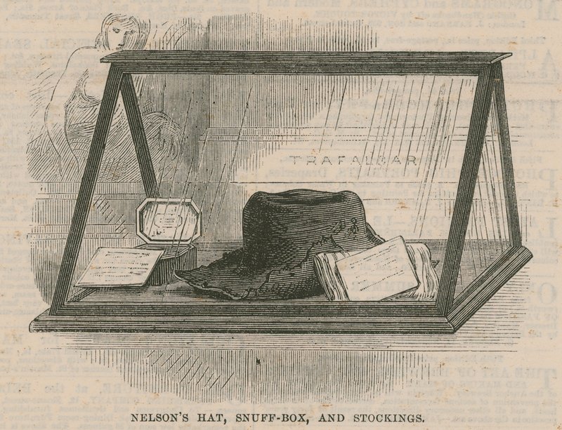 Ett besök på Greenwich Hospital; Nelsons hatt, snusdosa och strumpor av English School