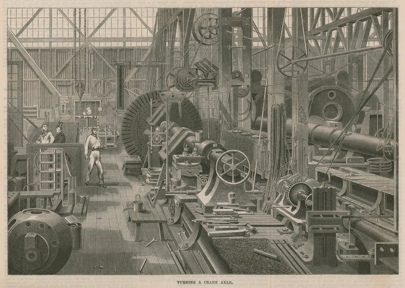 Ett besök på Penns Marine Engine Factory i Greenwich, London; Vrid en vevaxel av English School