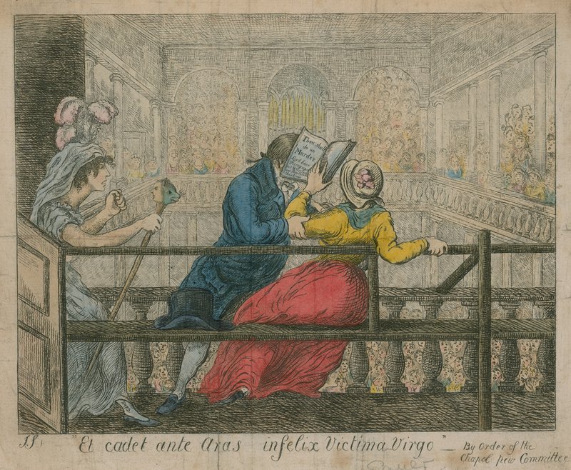 En kvinna kastas ut från bänkarna i Foundling Hospital Chapel av English School
