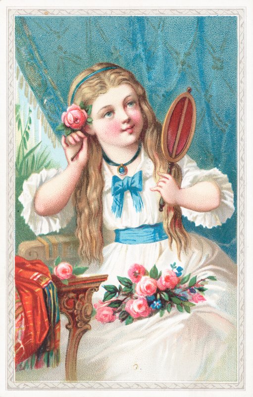 En ung flicka med en blomma i håret av English School