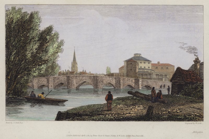 Abingdon, Oxfordshire (färgad gravyr) av English School