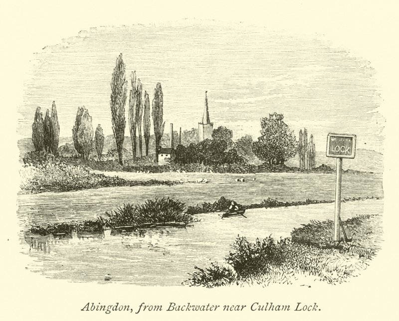 Abingdon, från Backwater nära Culham Lock av English School