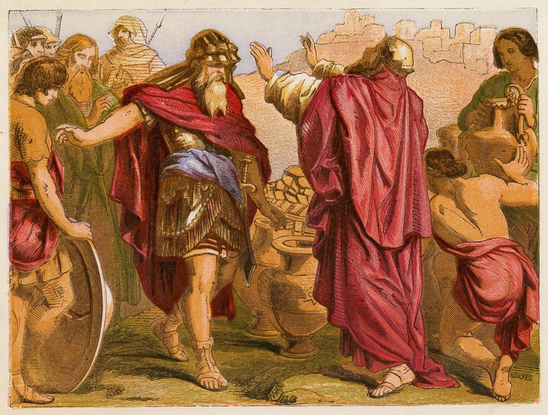 Abraham och Melkisedek (färglitografi) av English School