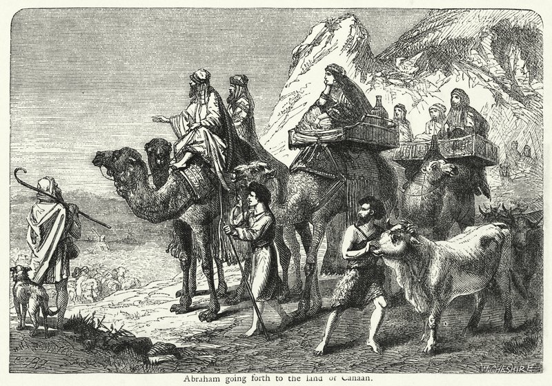 Abraham går ut till Kanaans land (gravyr) av English School