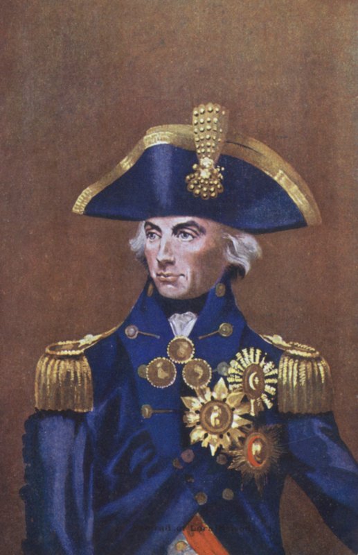 Amiral Lord Nelson, porträtt (lito i färg) av English School