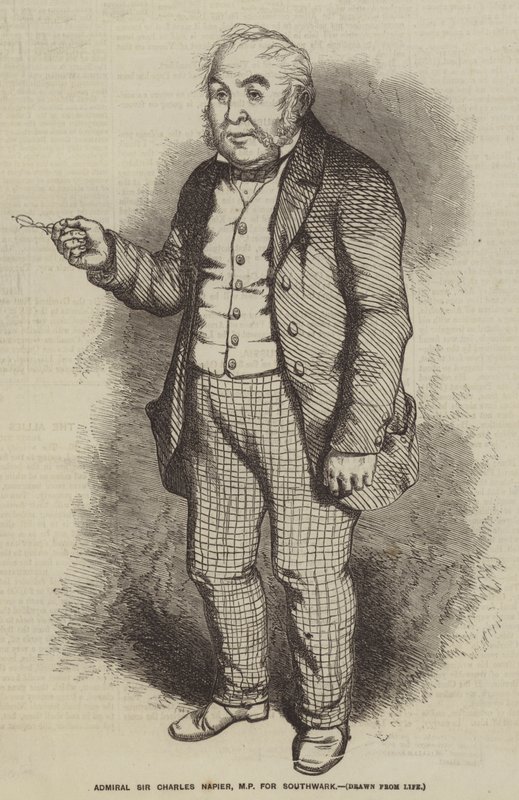 Amiral Sir Charles Napier, MP för Southwark (gravyr) av English School