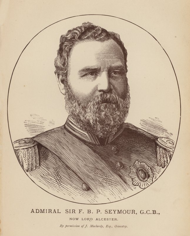 Amiral Sir F B P Seymour, GCB, nu Lord Alcester (gravyr) av English School