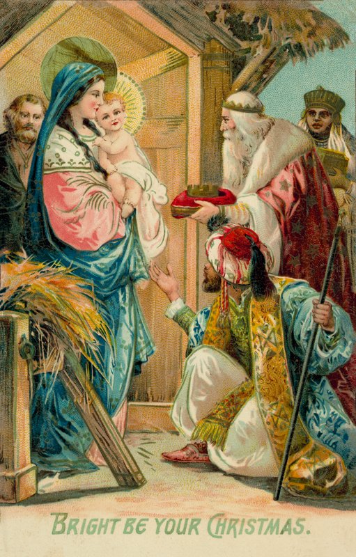 Magikernas tillbedjan (chromolitho) av English School