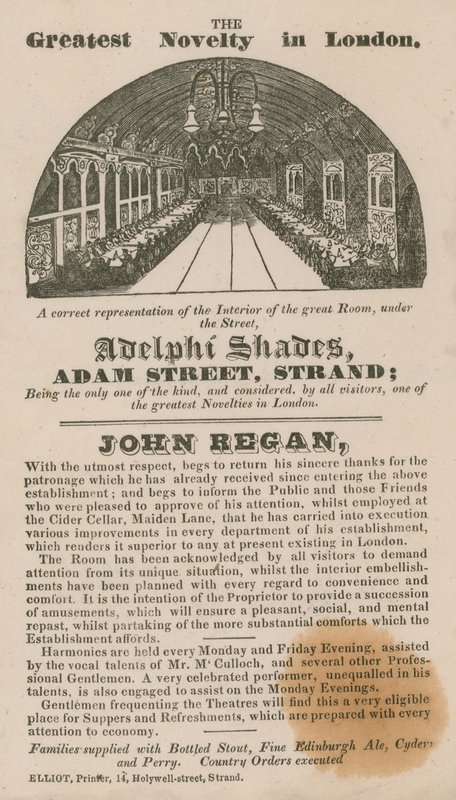 Annons för Adelphi Shades, Adam Street, Strand av English School