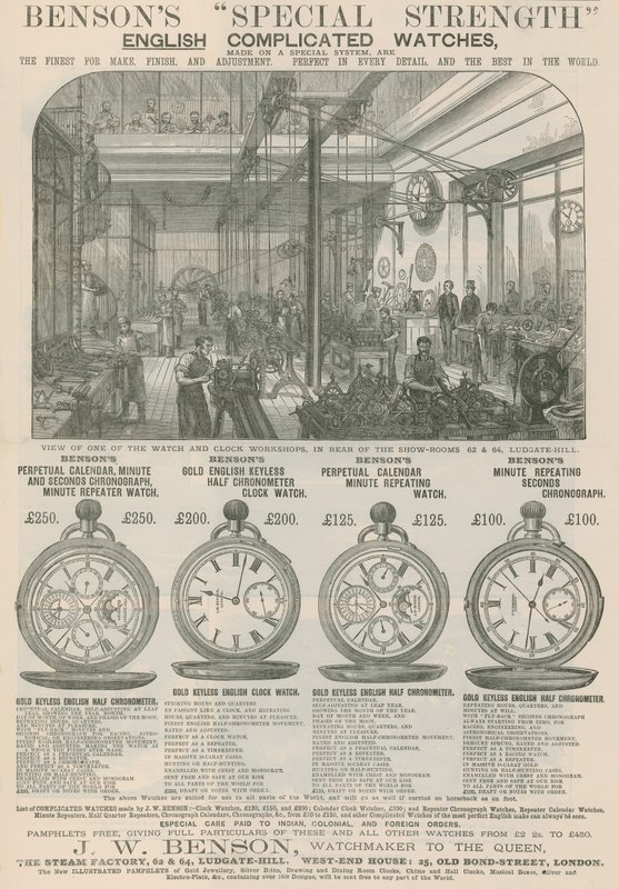 Annons för Bensons Special Strength English Complicated Watches av English School