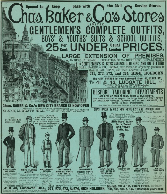 Annons för Chas Baker & Cos Stores av English School