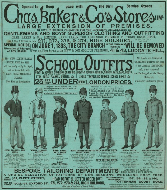 Annons för Chas Baker & Cos Stores av English School