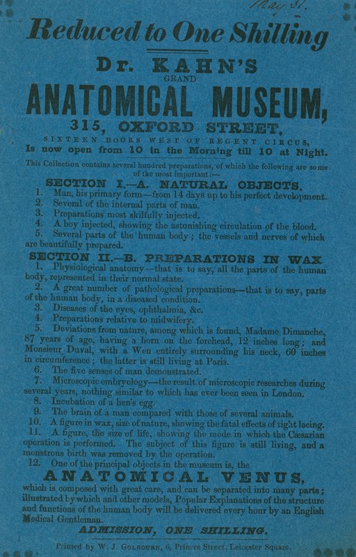 Annons för Dr Khans Grant Anatomical Museum av English School