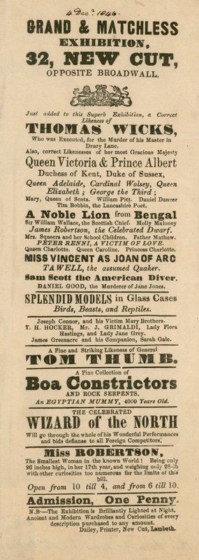 Annons för Fergusons Grand and Oriental Promenade and Exhibition, 32 New Cut, Lambeth, London av English School