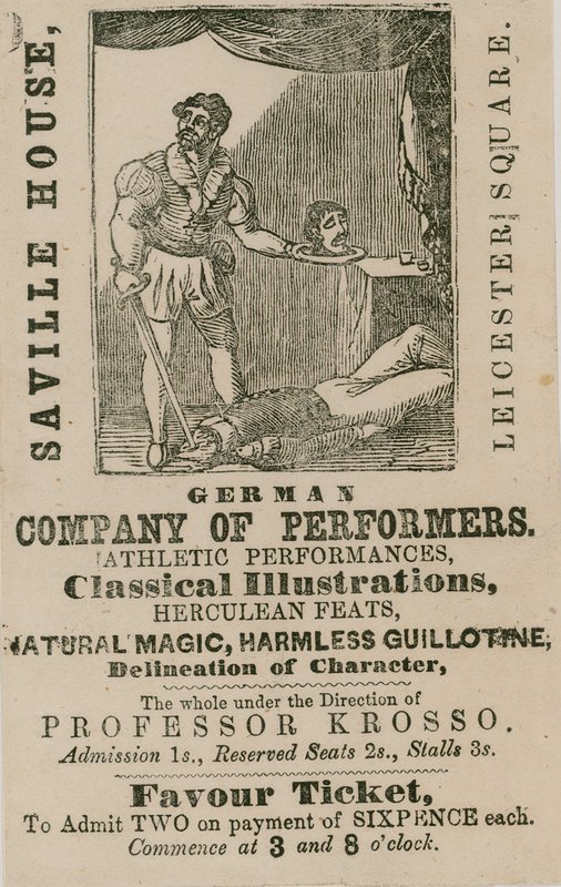 Annons för German Company of Performers, Saville House, Leicester Square, London av English School