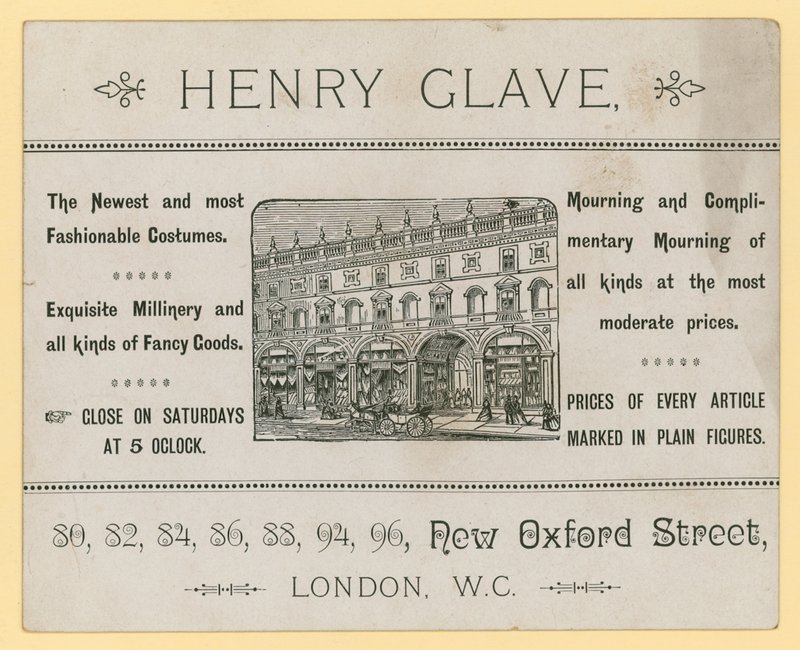 Annons för Henry Glave, New Oxford Street, London av English School