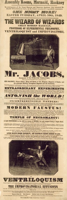 Annons för Mr Jacobs, magiker och buktalare av English School