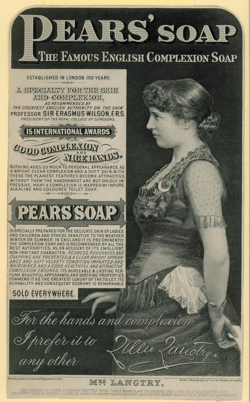 Annons för Pears Soap med skådespelerskan Lillie Langtry av English School