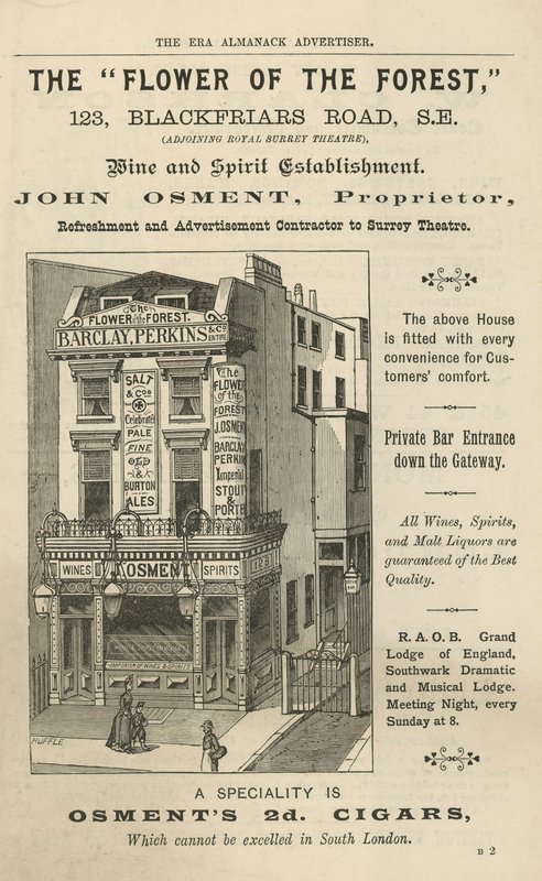 Annons för The Flower of the Forest, 123 Blackfriars Road, London av English School