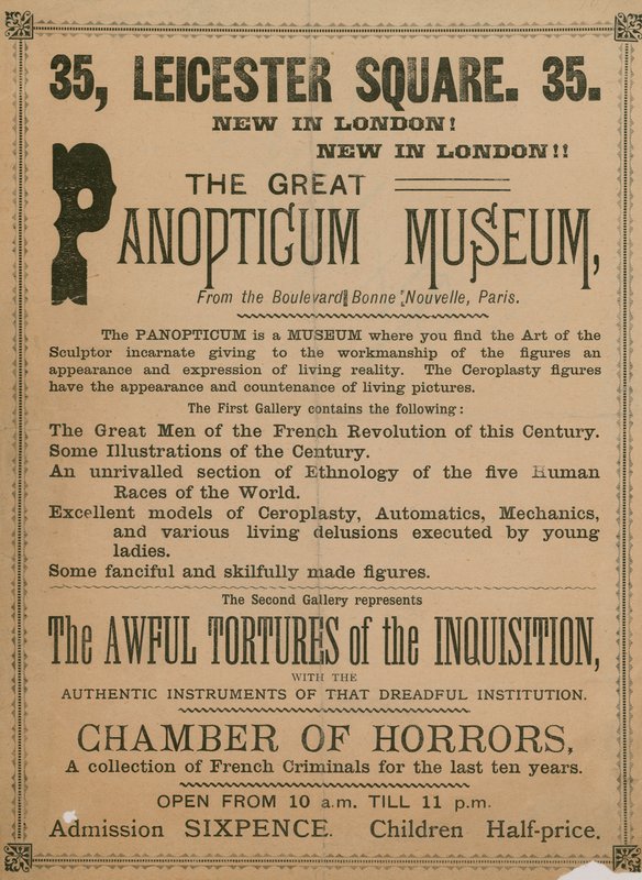 Annons för The Great Panopticum Museum, 35 Leicester Square, London, 1854 av English School