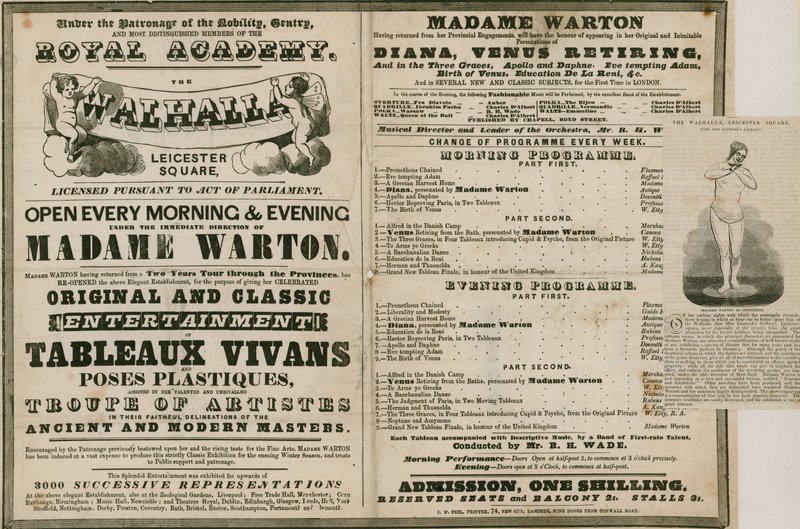 Annons för The Walhalla, Leicester Square, under ledning av Madame Warton av English School