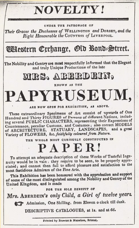 Annons för en utställning av Papyruseum av English School