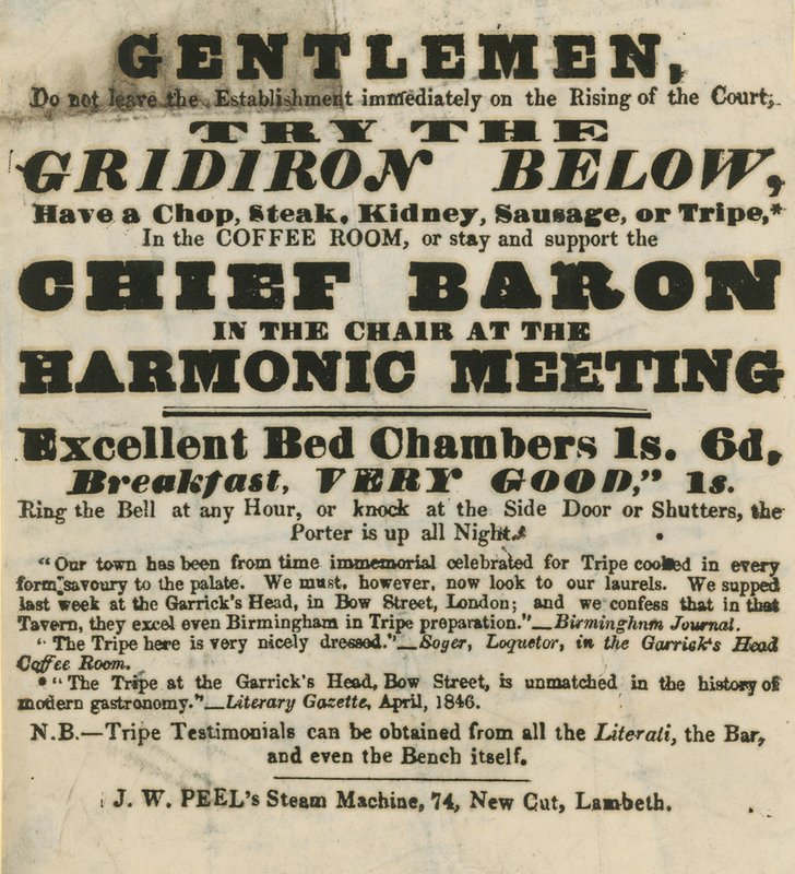 Annons för Garricks Head, Bow Street av English School