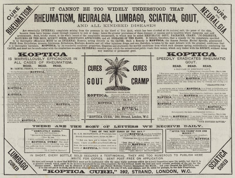 Annons, Koptica Cure (gravyr) av English School