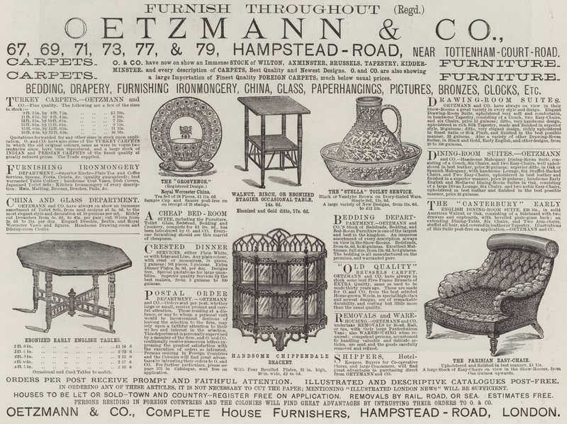 Annons, Oetzmann and Company (gravyr) av English School