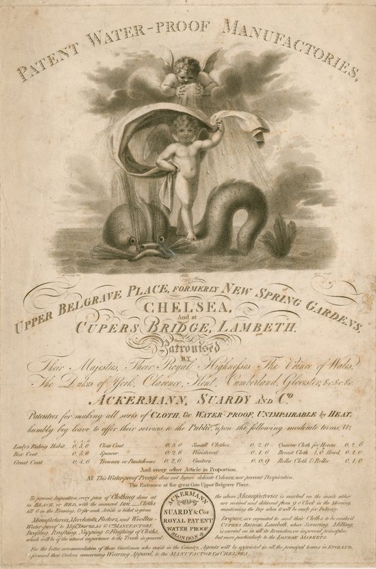 Annons för Ackermann, Stardy & Co., Patent Water-Proof Manufactories av English School
