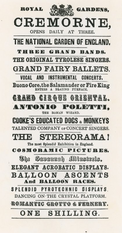 Annons för Cremorne Gardens av English School