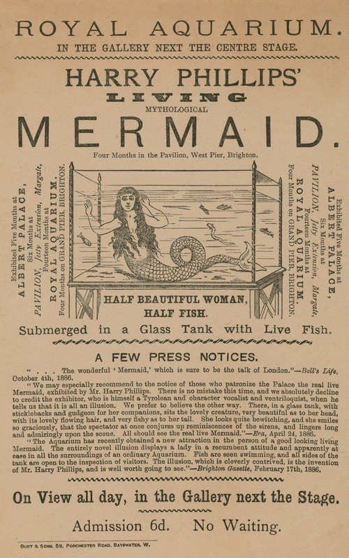 Annons för Harry Phillips Living Mythological Mermaid av English School