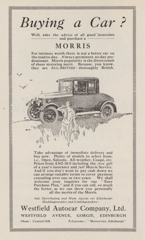 Annons för Morris-bilar, 1926 av English School