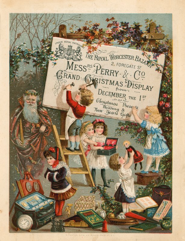 Annons för The Royal Worcester Bazaar, 2 Foregate Street, London av English School
