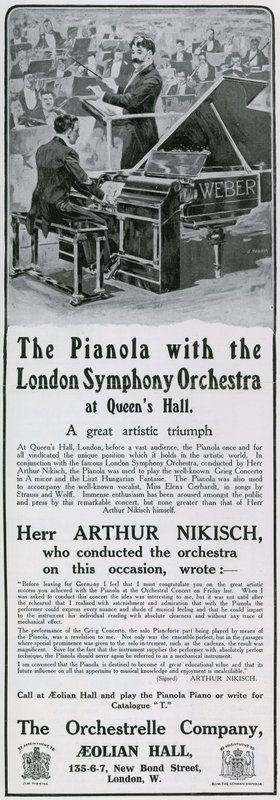 Annons för pianola av English School